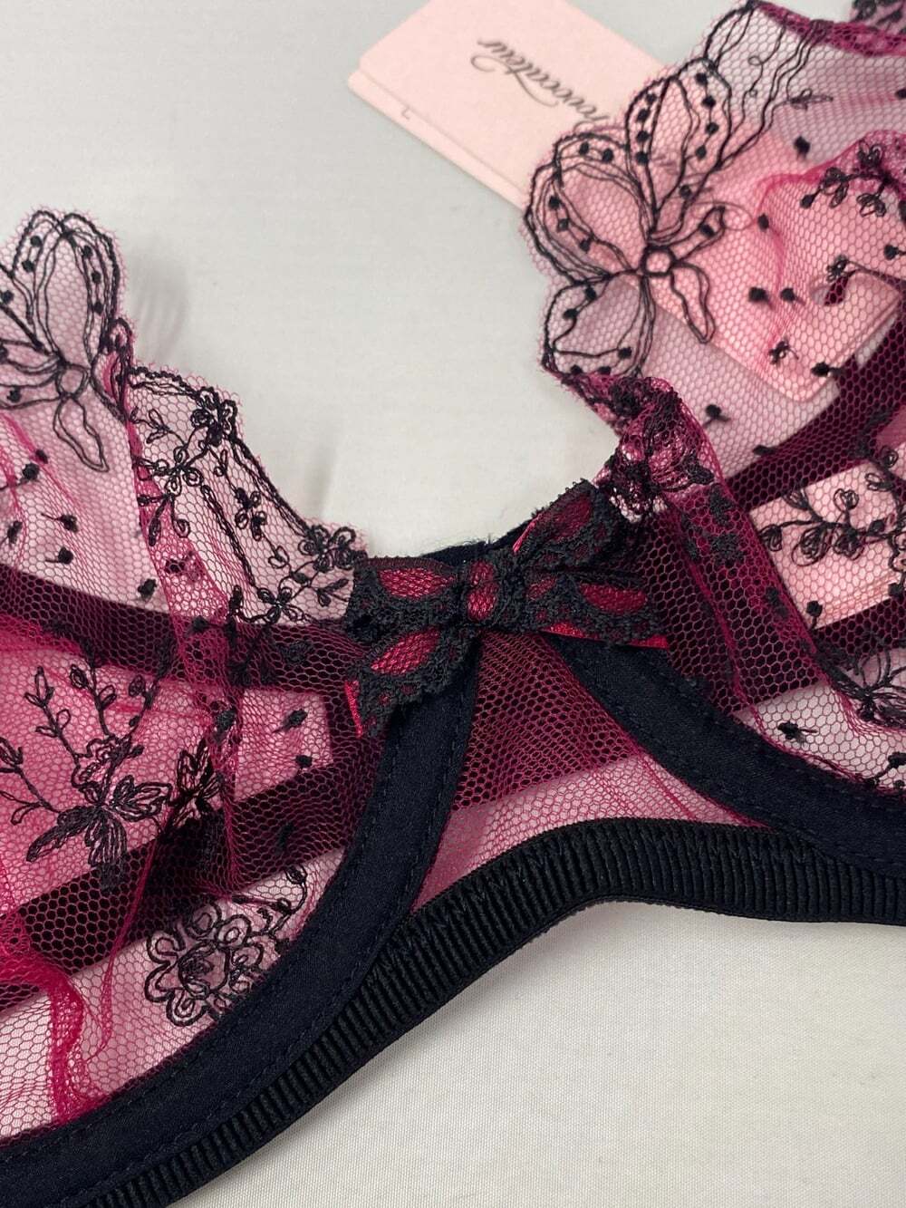 Agent Provocateur Graice Pink Black Bra 34DD NWT $145 - Picture 6 of 9
